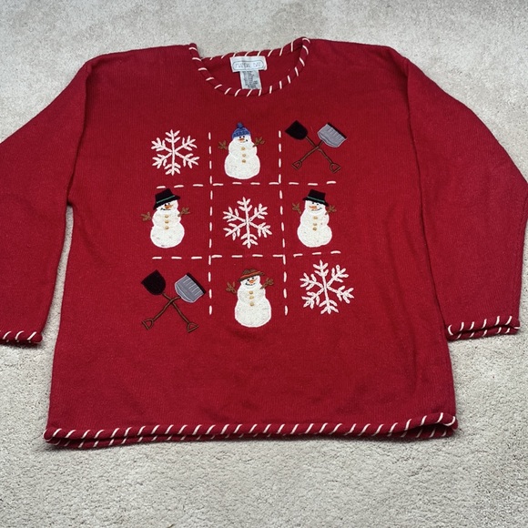 ❤️ Vintage Ugly Christmas Sweater Snowman tic-tac-toe - Picture 5 of 7